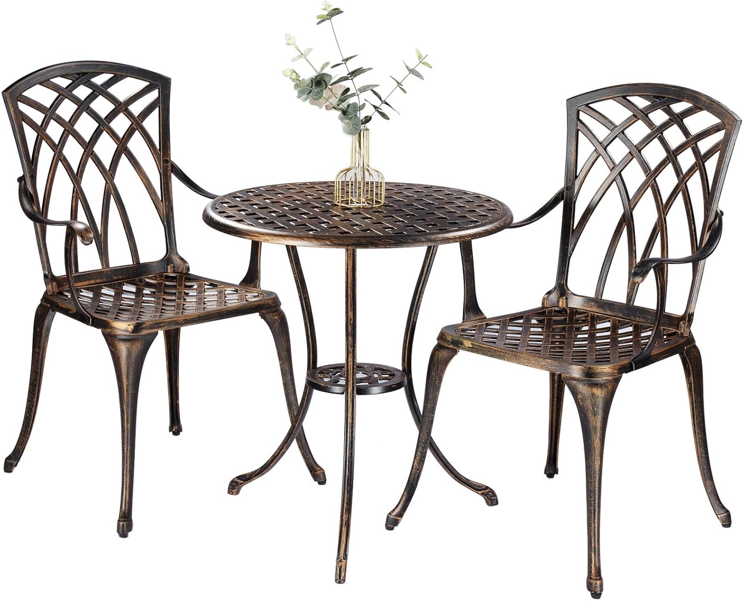 Outdoor Furniture Balcony - Bronze rust-resistant cast aluminum 3-piece outdoor
