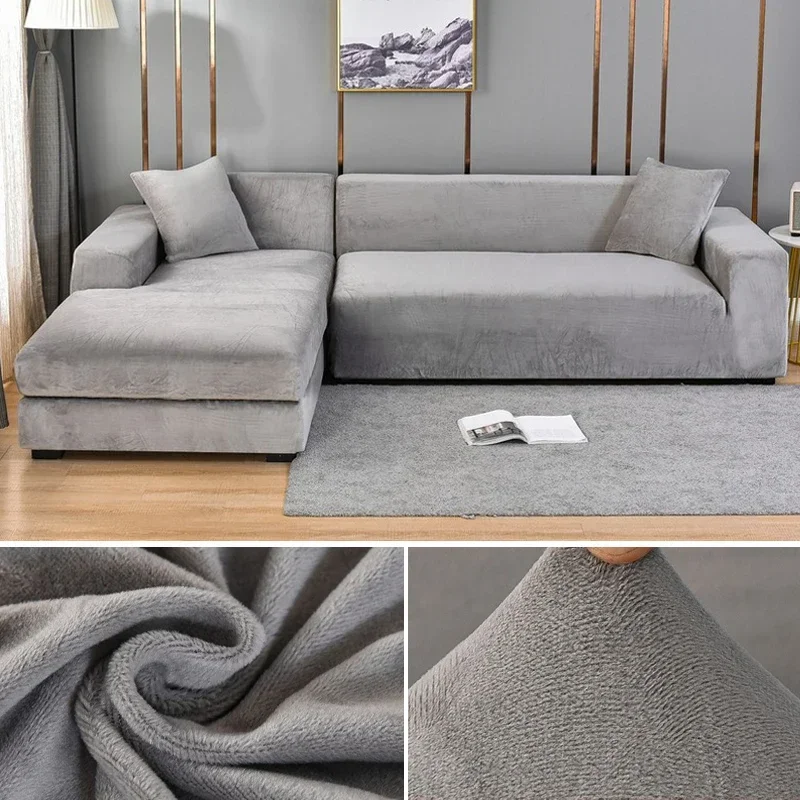Outdoor Furniture L Shape - Velvet Sofa Cover Thick Elastic 1/2/3/4