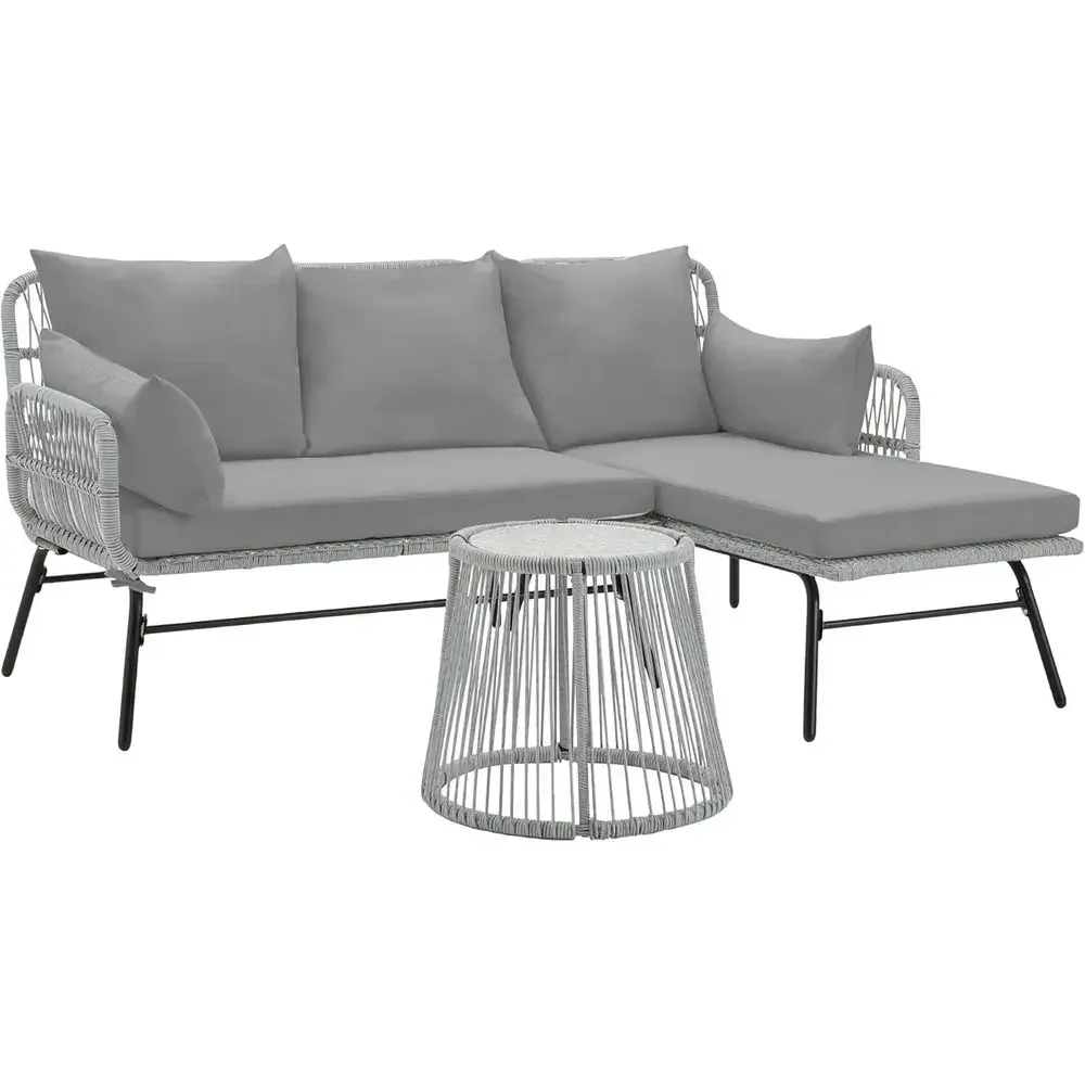 Gray L-Shaped Sectional Patio  - Outdoor Furniture L Shape ulasan dan harga