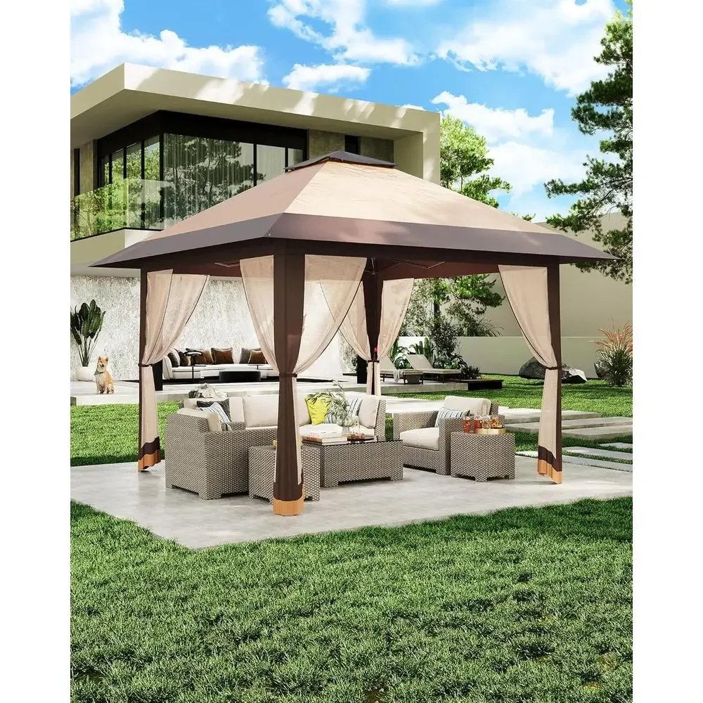 13x13 Outdoor Gazebo with Mesh - Outdoor Furniture Balcony ulasan dan harga
