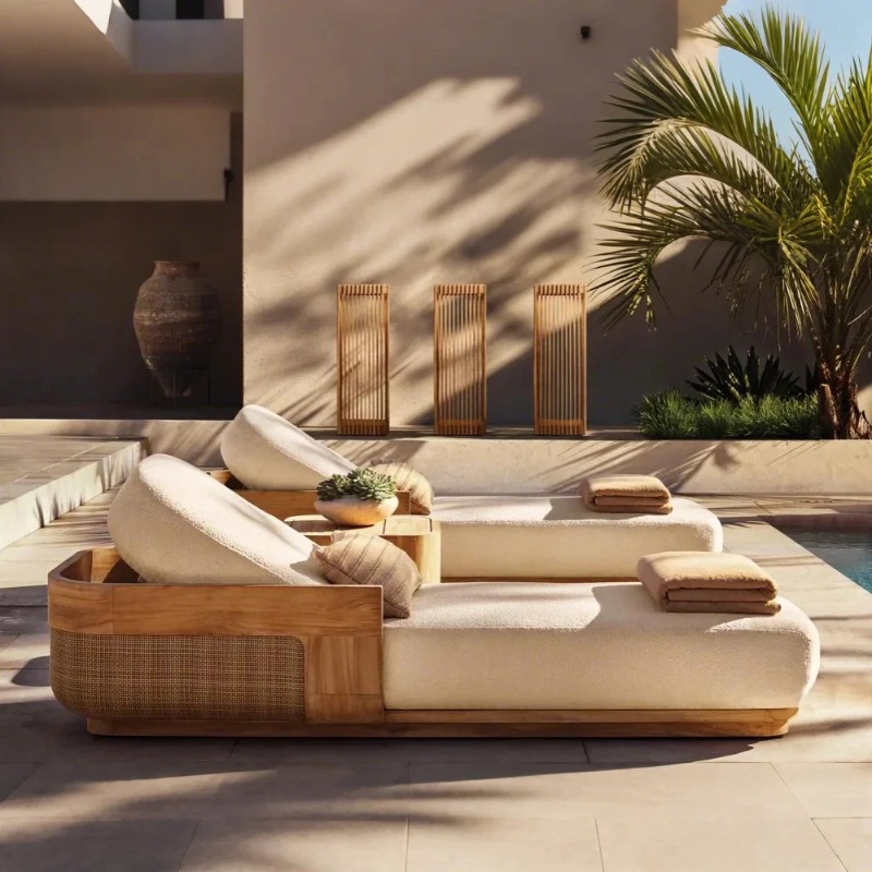 Sun Beach Lounge Chair & Daybe - Rattan Lounge Set ulasan dan harga