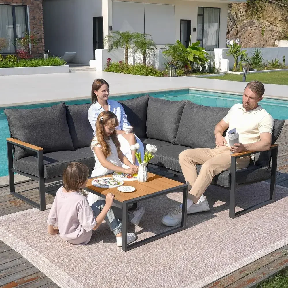 6-Piece Outdoor Sectional Sofa - Outdoor Furniture L Shape ulasan dan harga