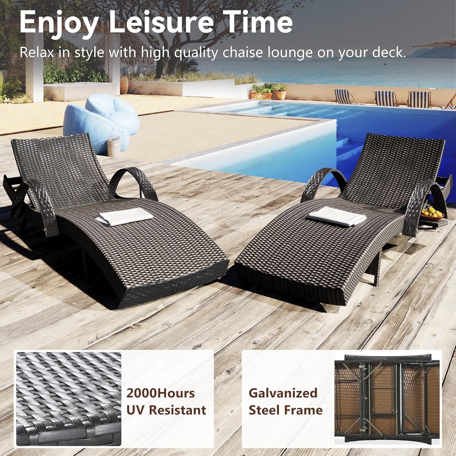 80'' Adjustable Reclining Chai - Rattan Lounge Set ulasan dan harga