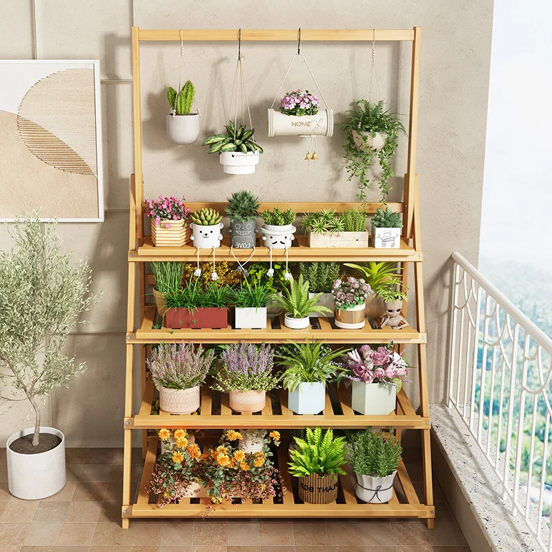 Solid Wood Flower Shelf Plant  - Outdoor Furniture Balcony ulasan dan harga
