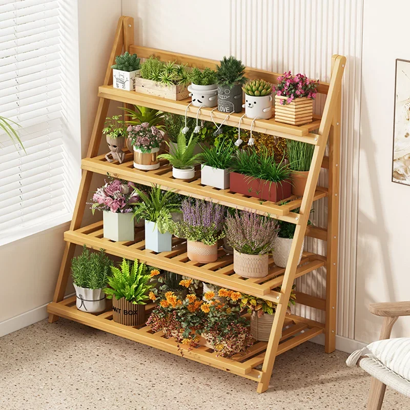 Solid Wood Flower Shelf Plant  - Outdoor Furniture Balcony ulasan dan harga