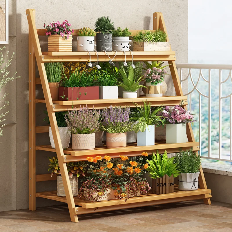 Solid Wood Flower Shelf Plant  - Outdoor Furniture Balcony ulasan dan harga