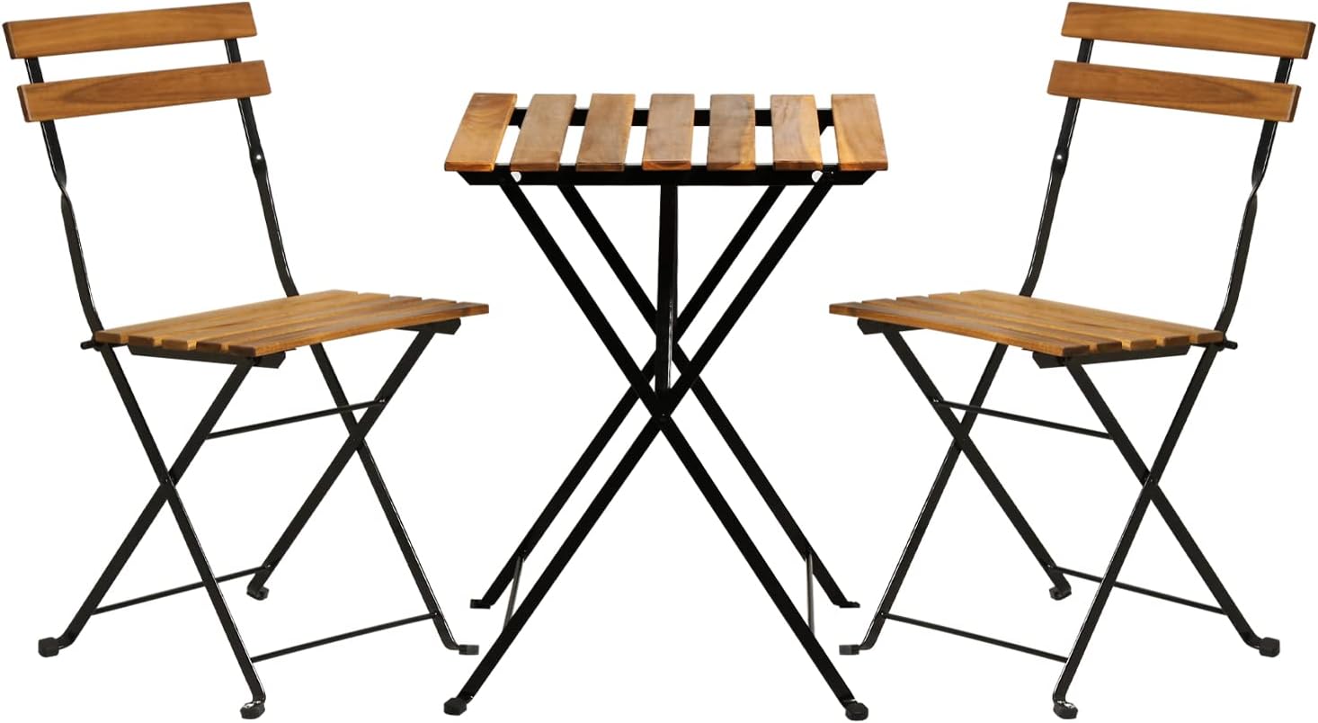 Natural wood 3-piece folding p - Outdoor Furniture Balcony ulasan dan harga