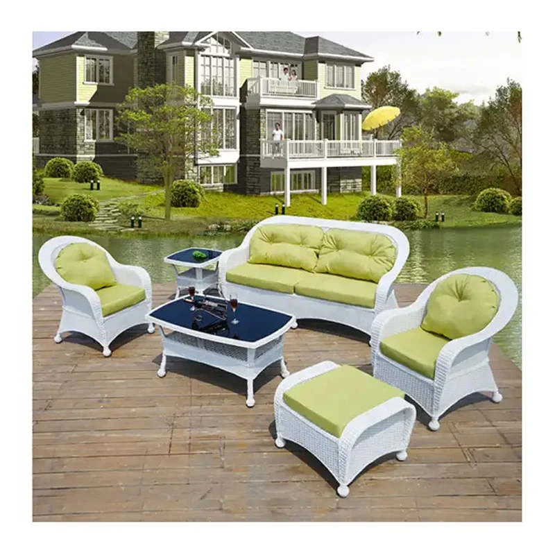 # White Patio Wicker Couches L - Rattan Lounge Set ulasan dan harga
