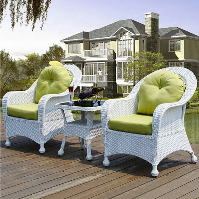 # White Patio Wicker Couches L - Rattan Lounge Set ulasan dan harga
