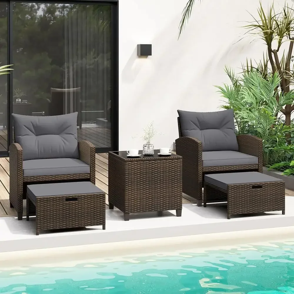 5-Piece Patio Furniture Set wi - Rattan Lounge Set ulasan dan harga