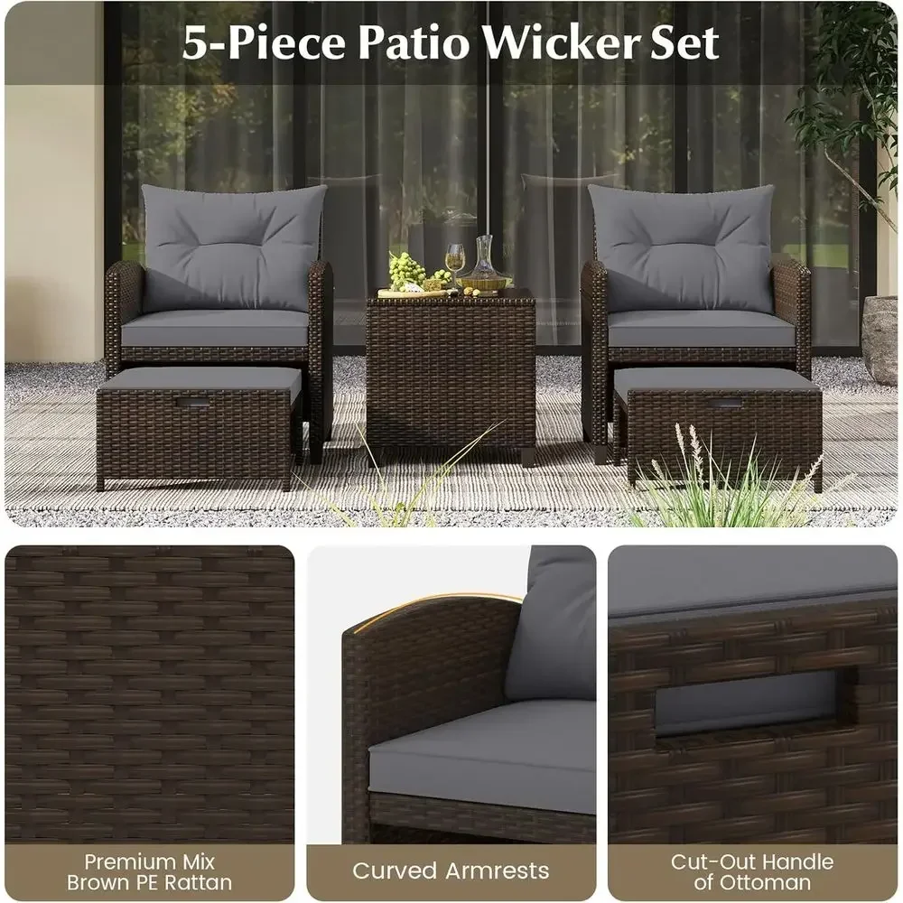 5-Piece Patio Furniture Set wi - Rattan Lounge Set ulasan dan harga