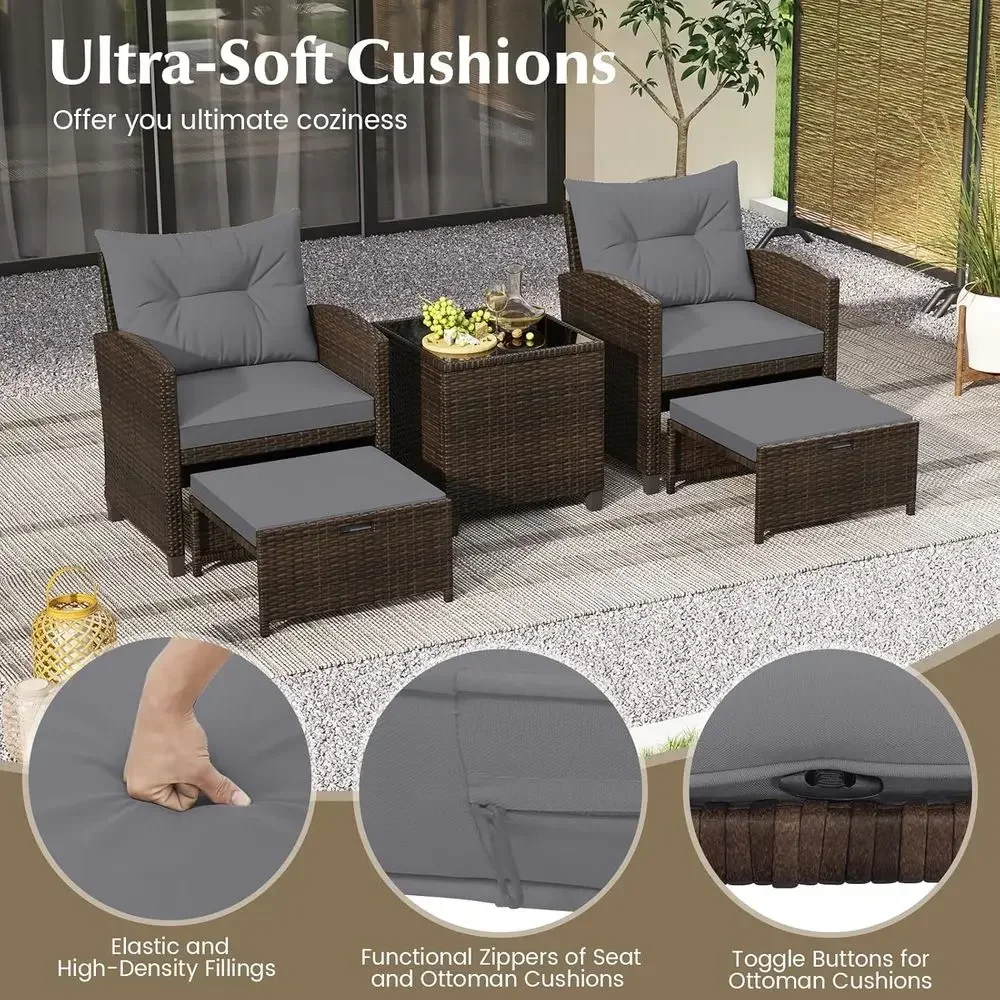 5-Piece Patio Furniture Set wi - Rattan Lounge Set ulasan dan harga