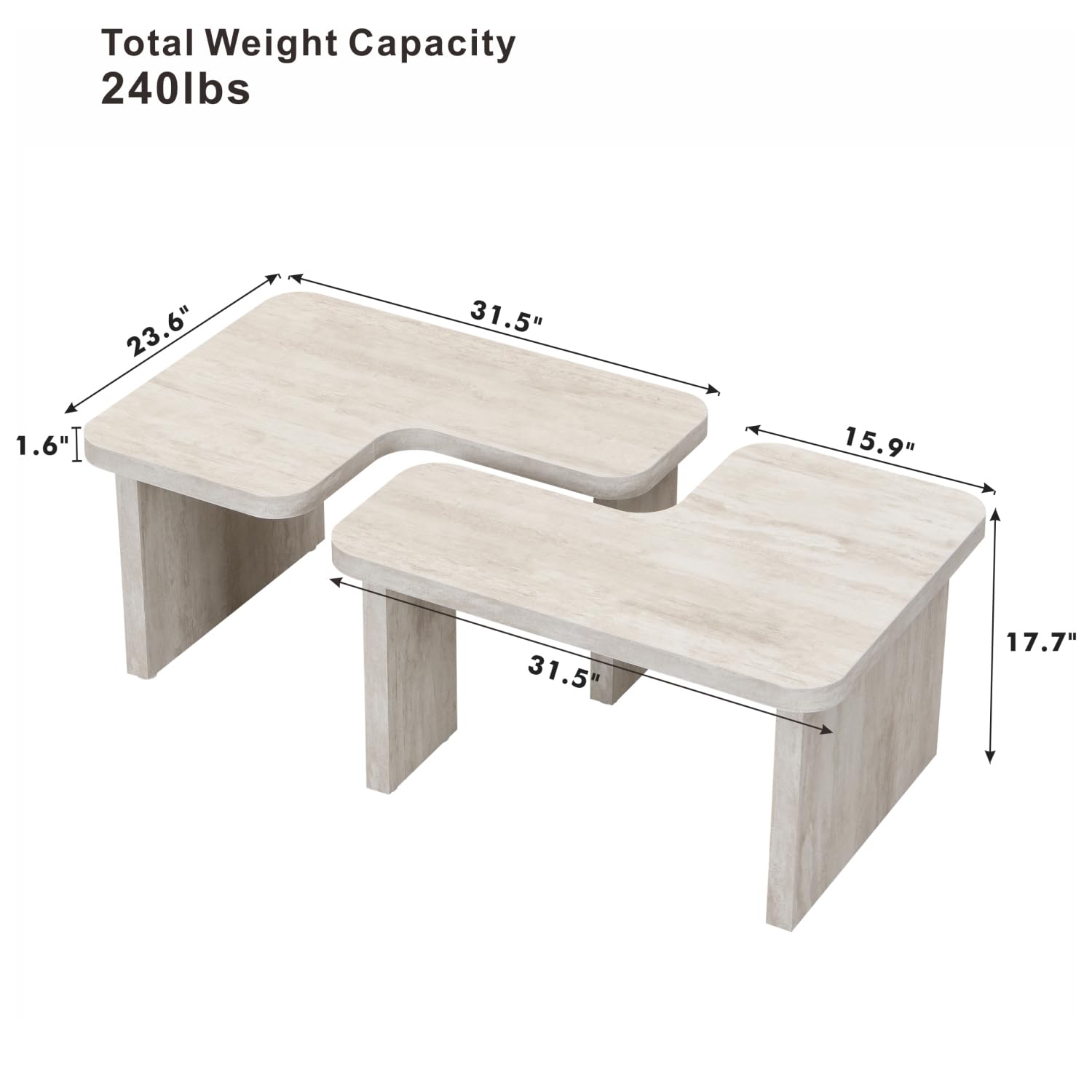 Rectangle Detachable Wood Coff - Outdoor Furniture L Shape ulasan dan harga