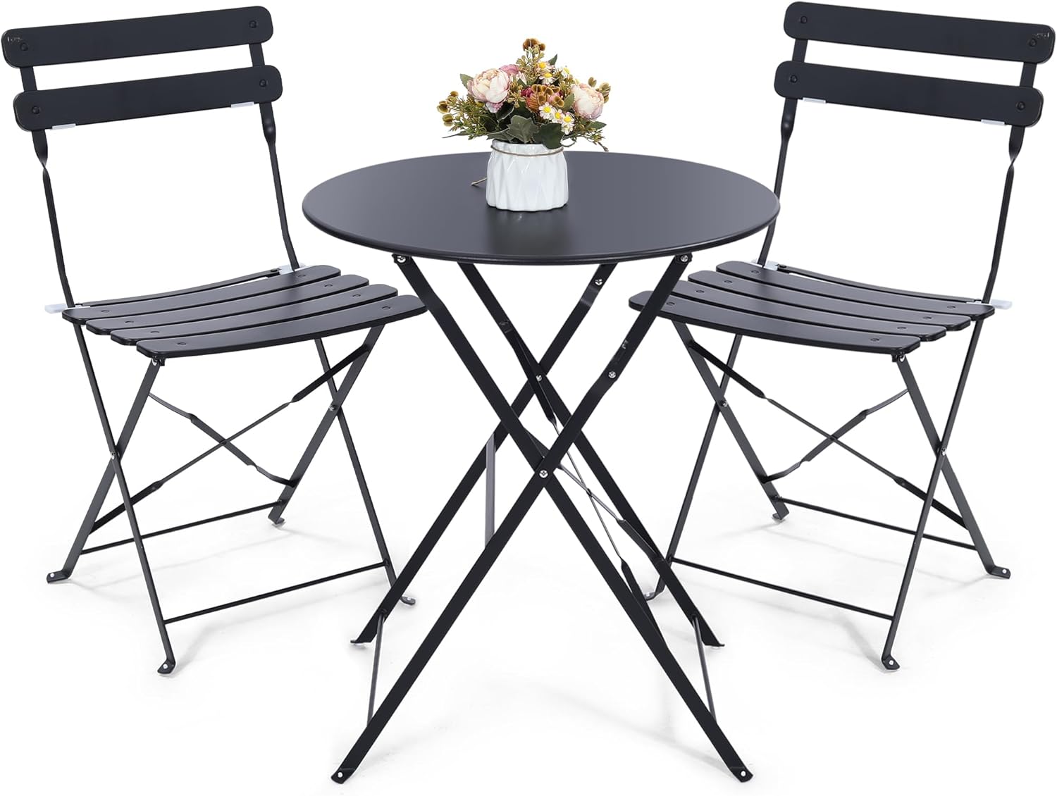Space-saving black 3-piece fol - Outdoor Furniture Balcony ulasan dan harga