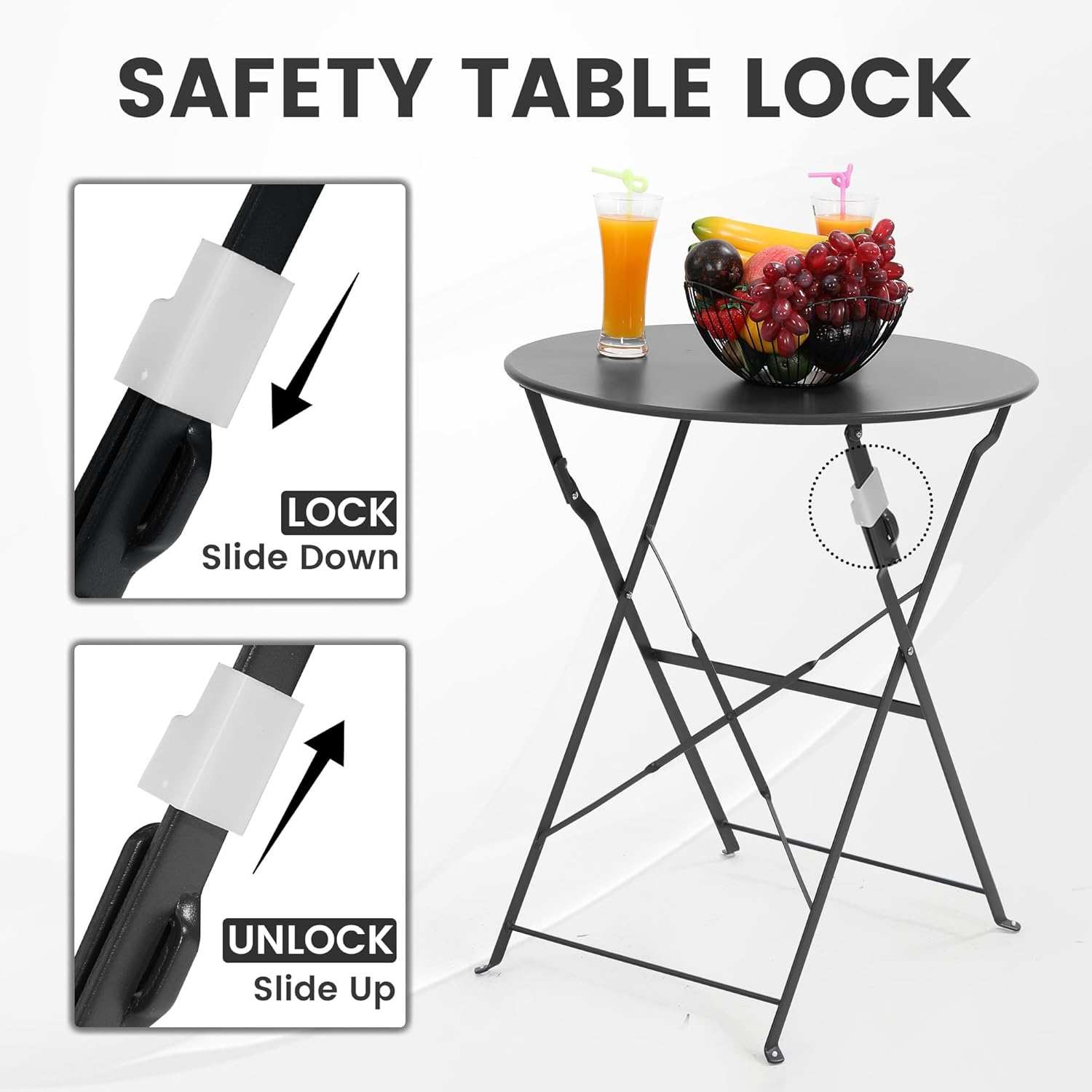 Space-saving black 3-piece fol - Outdoor Furniture Balcony ulasan dan harga