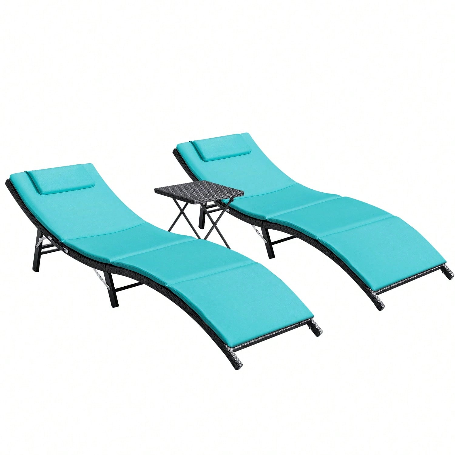 3 Pieces Patio Outdoor Chaise  - Rattan Lounge Set ulasan dan harga